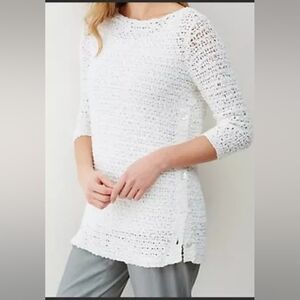 J. Jill Elegant White Crochet Women's Top